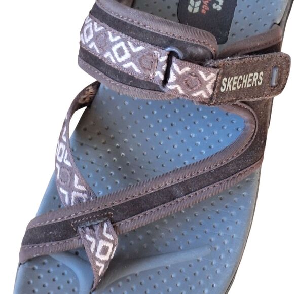 Skechers Reggae Trailway Chocolate Flip-Flop Slide Comfort Sandals Women 11 41 - Picture 10 of 16